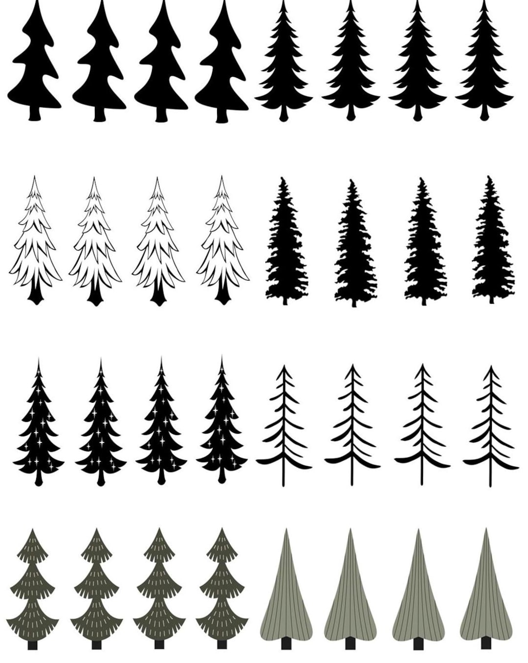 Minimalist Trees Design Enamel Decals, Enamel