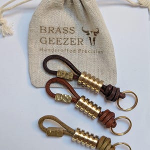 Massive Messing Perle, Lanyard Perle mit braunem Lederband