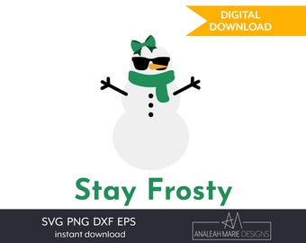 Dziewczynka-bałwan z kokardą SVG | Plik do wycinania w stylu Christmas Stay Frosty Winter (pobranie cyfrowe)