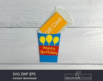 Birthday Coffee Cup Gift Card Holder SVG: DIY Paper Envelope (Cut File)