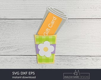 Spring Daisy Coffee Cup Gift Card Holder SVG (Digital Download)