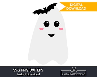 Geist mit Fledermaus Schleife SVG | Halloween Cricut Design (Digitaler Download