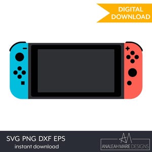May include: A blue and red Nintendo Switch gaming console with a black screen. The console has buttons on the sides and a screen in the middle.