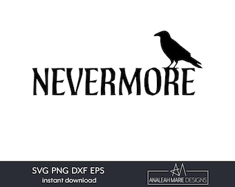 Nevermore Raven SVG | Arquivo de corte de Halloween do Gothic Poe (download digital)