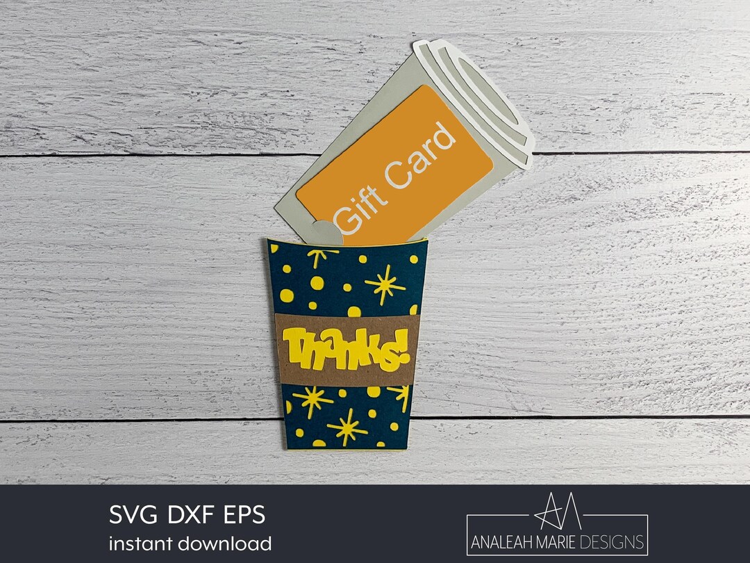 Coffee Cup Gift Card Holder SVG: DIY Thank You Gift (digital Download ...