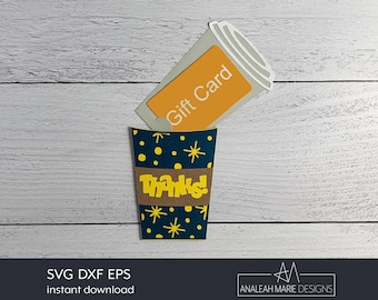 Coffee Cup Gift Card Holder SVG: DIY Thank You Gift (Digital Download)