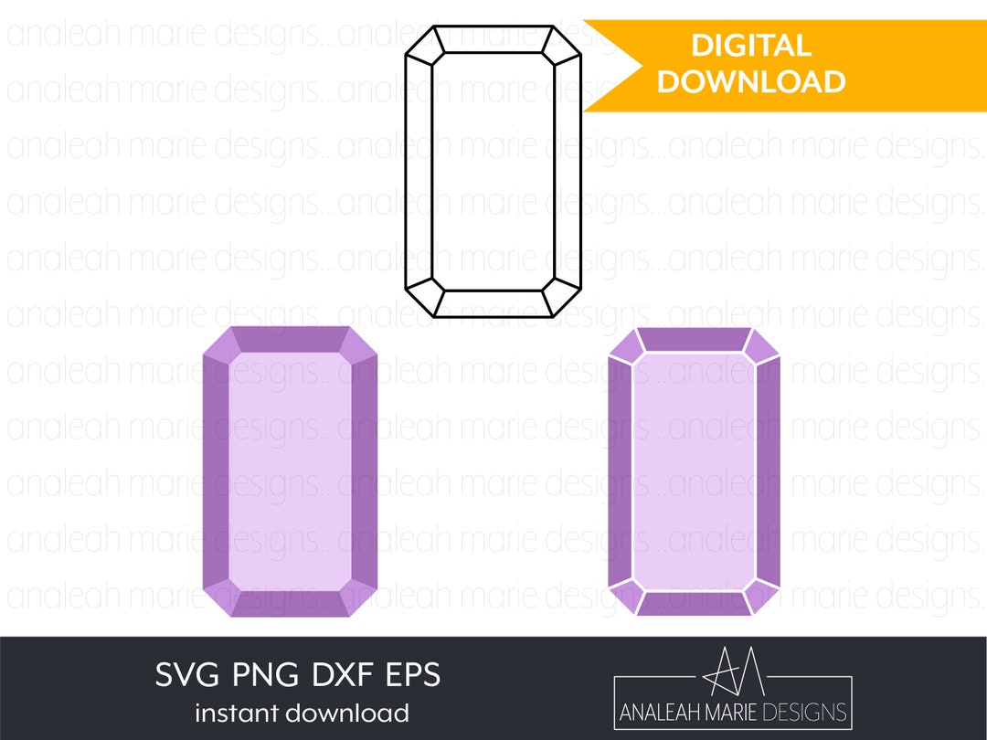 Rectangle Gem SVG - 3 Styles - PNG Clipart - Ideal for Your Next Craft ...