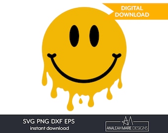 Melting Smiley Face SVG | 90s Retro Design (Digital Download)