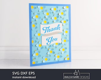 3D Daisy Thank You Card SVG: Daisy Pop Floral Paper Craft Cut File