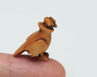 Miniature Wood Bird, Andean condor, Hand Carved, Christmas and Holiday Gift, Detailed Rustic Home Decor, Retro, Animal Figurines, Micro Bird