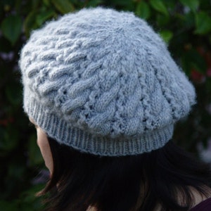 Knit Pattern - Cabled Double Eyelet Beret PDF file