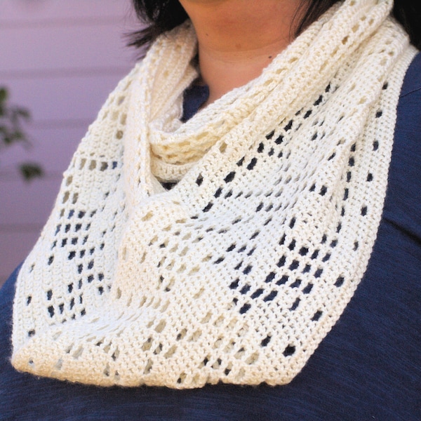 Pattern - Nordic Flowers Filet Crochet Cowl (or Neckwarmer) PDF File