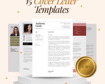 EasyEditable Cover letter, 15 Cover letter bundle, Microsoft word and Google Docs Cover Letter A4 Size, Instant Download Cover letter Bundle