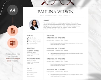 Professional and Modern CV Resume with Cover Letter | CV with Cover Letter | 1 & 2 page Resume | Template for Google Docs and Microsoft