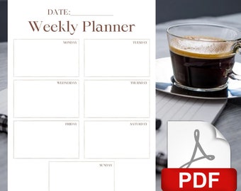 Weekly planner PDF, Weekly planner printable, Daily planner, Daily digital planner, Office Planner, Weekly Planner Digital Copy, No Physical