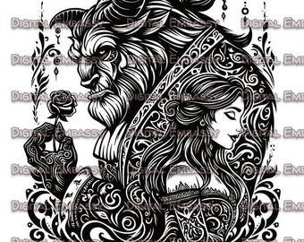 Beauty And The Beast PNG | Beauty And The Beast SVG | Beauty And The Beast DXF | Beauty And The Beast Eps | Silhouette Cut Files