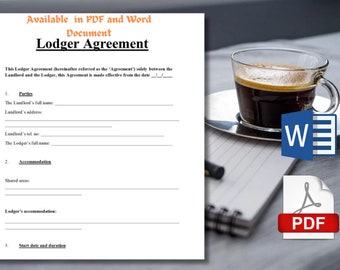 Spare Room/Lodger Agreement Editable, Room rental agreement, Room for Rent, Spare room Rental, Rent a room, Room to let, Living in Landlord.