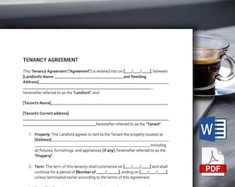 Fully Editable Tenancy Rental Agreement, Landlord Form, Lease Contract Template, Residential Housing, Word Document, PDF, Easy to fill out!