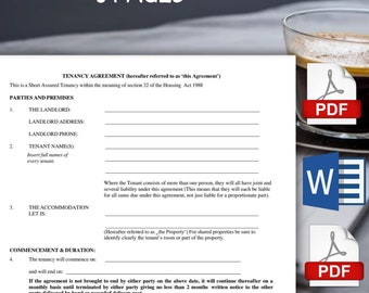 Tenancy Agreement Fully Editable, Lease contract, residential contract, rental agreement, property rental agreement, Landlord Form, 8 Pages!