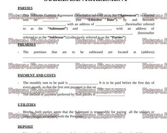 Easy to use | Sublet Agreement | Sublet Tenant | Sublease Agreement | Editable Sublet Contract | Instant Download | Easy to edit | Contract
