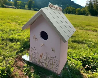 Nichoir en bois fait à la main, décor de jardin rustique, nichoir pour oiseaux sauvages, cadeau parfait pour les amoureux de la nature