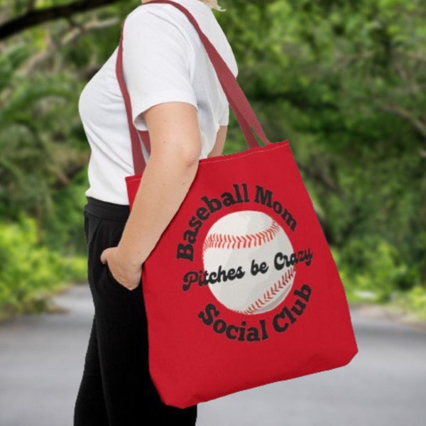 Baseball Mom Tote Bag Ballpark Carry All Bag Baseball Tote Bag for Mom Pitches be Crazy Tote Bag Cool Baseball Mom Tote Bag