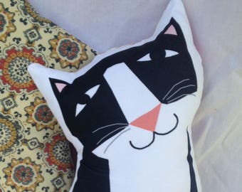 Sweet black cat soft stuffed pillow