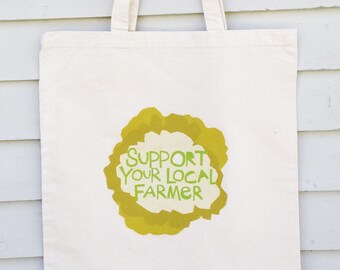 Canvas tote bag Support your local farmer Cauliflower