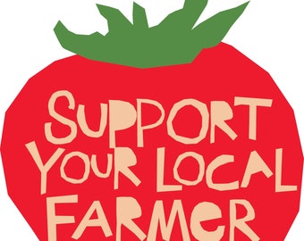 support your local farmer bumper sticker die cut strawberry