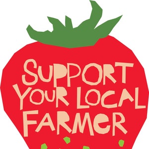 support your local farmer bumper sticker die cut strawberry
