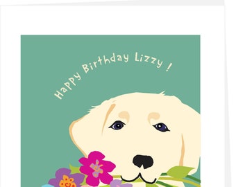 custom white lab birthday greeting card