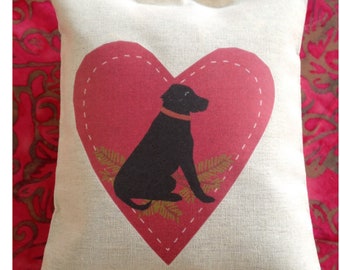 Sweet little Balsam Pillow Black Lab in red heart