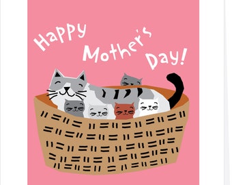 Happy Mothers Day Cat and Kittens Card