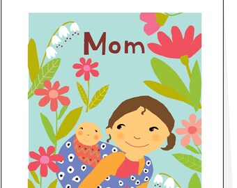 Greeting card Mother's day Mom with baby