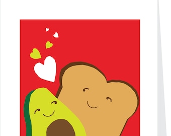 funny valentine Greeting card avocado and toast love