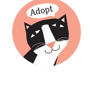 Adopt Cat bumper sticker choose black or gray cat