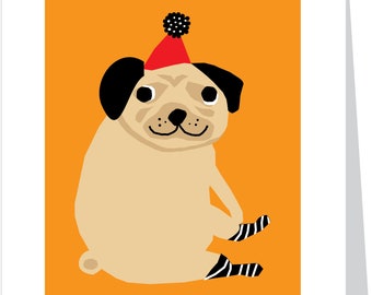 birthday card cute pug greeting card