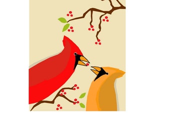 greeting cards winter cardinals