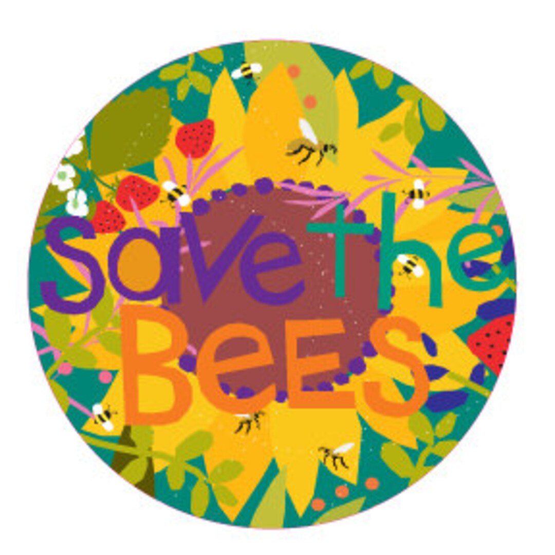 Save The Bees Round Flower Bumper Sticker Etsy save-the-bees-round-flower-bumper-sticker-etsy