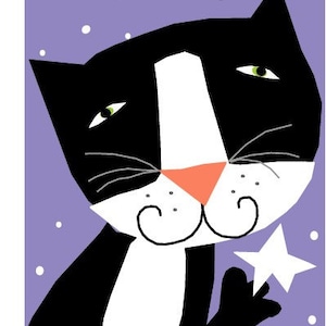 greeting cards sweet tuxedo cat holding a star card collection