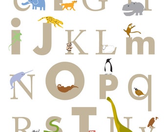 Alphabet Poster print size 13 x 19 inch  Nursery wall decor