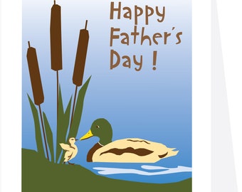 fathers day greeting card mallard duck with duckling