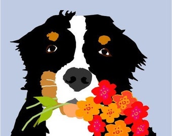 Bernese Mountain Dog Greeting Card: Original Illustration, 5x7 with Envelope