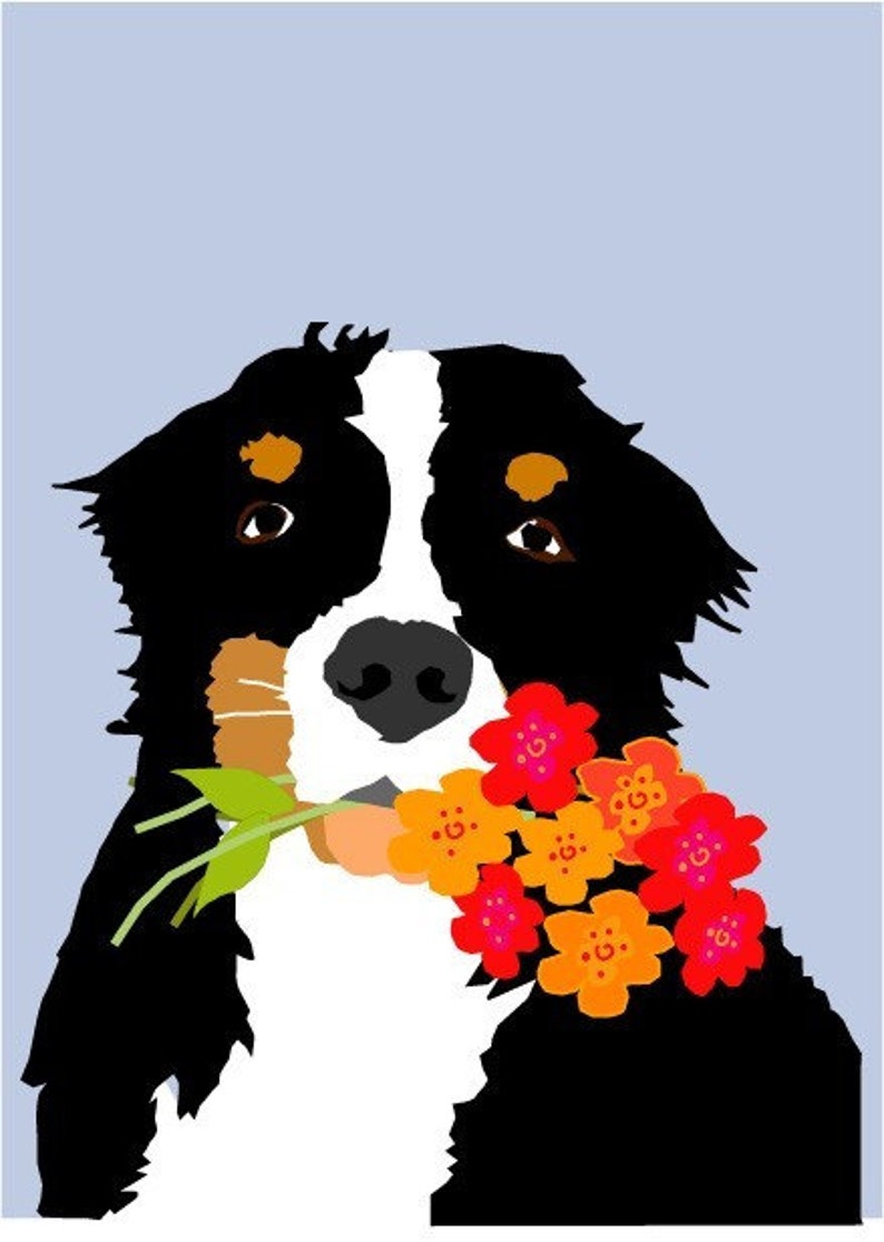 Bernese mountain dog greeting card 5 x 7 inch greeting card with envelope image 1