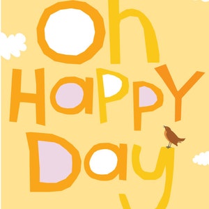 Oh happy day child art print wall decor hand drawn type 13 x 19 inches zdjęcie 1