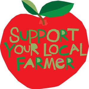 support your local farmer bumper sticker die cut apple