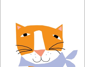 May include: A 2027 calendar titled My Favorite Cats featuring a graphic illustration of an orange cat with a white muzzle, pink nose, and a light blue neckerchief. The cat has black eyes, whiskers, and a simple line-drawn mouth on a white background.