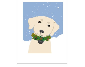 greeting card yellow lab peace tag wreath