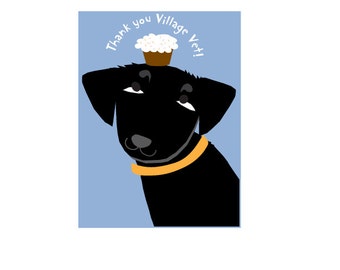 Custom type greeting card black lab with cupcake custom greeting