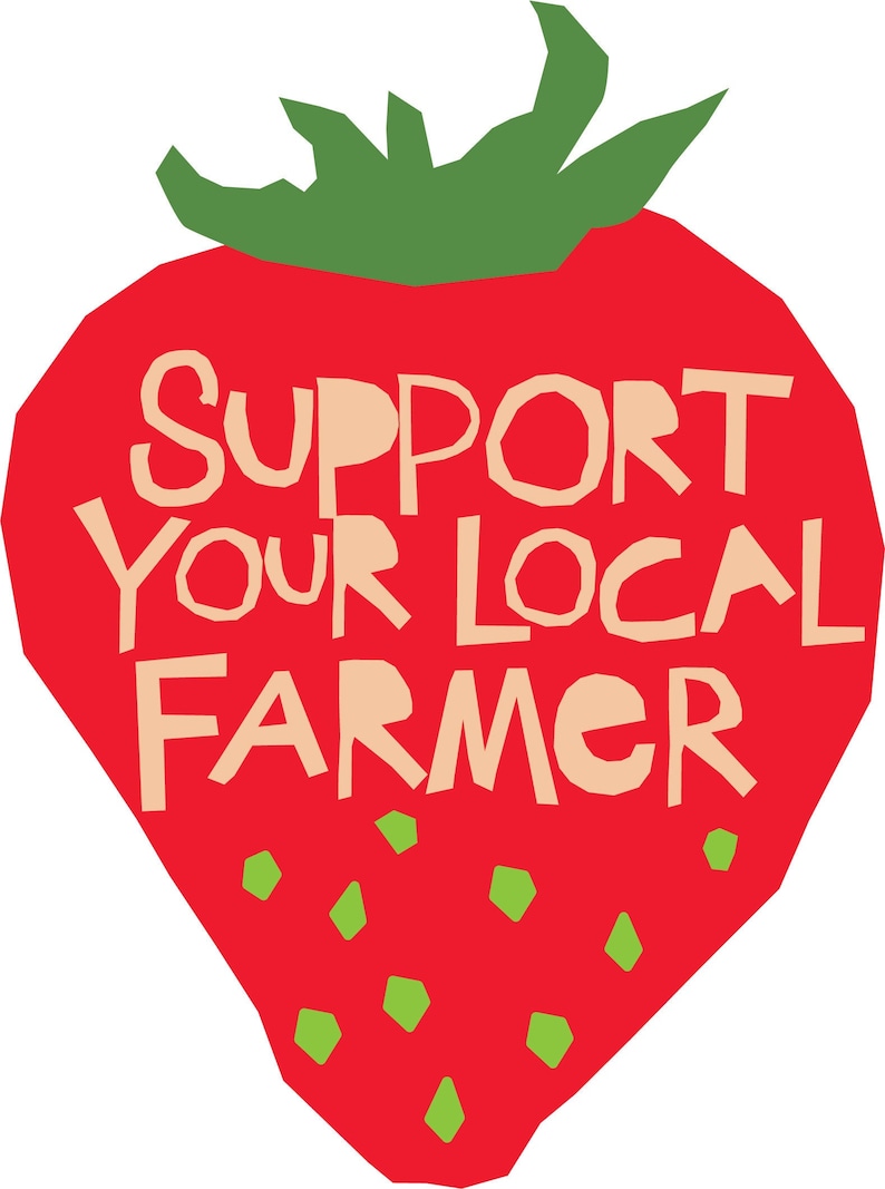 support your local farmer bumper sticker die cut strawberry immagine 1